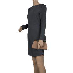 Giuseppe Zanotti Beige Python Embossed Suede Metal Trapezoid Clutch