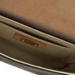 Giuseppe Zanotti Beige Python Embossed Suede Metal Trapezoid Clutch