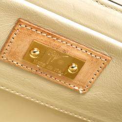 Giuseppe Zanotti Beige Python Embossed Suede Metal Trapezoid Clutch