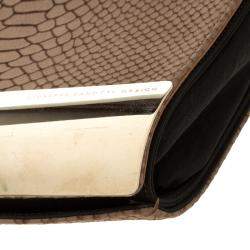 Giuseppe Zanotti Beige Python Embossed Suede Metal Trapezoid Clutch