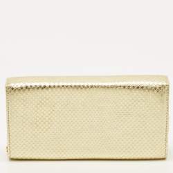 مملوكة مسبقًا حقيبة كلتش جوسيبي زانوتي جلد بنقشة جلد الثعبان الذهبي بغطاء وشعار وسلسلة