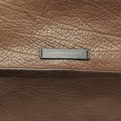 Pre Owned Giuseppe Zanotti Brown Pebbled Leather Oversized Zip Clutch