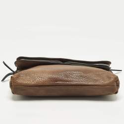 Pre Owned Giuseppe Zanotti Brown Pebbled Leather Oversized Zip Clutch