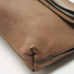 Pre Owned Giuseppe Zanotti Brown Pebbled Leather Oversized Zip Clutch
