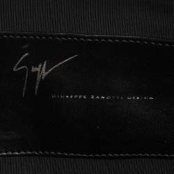 Pre Owned Giuseppe Zanotti Black Pleated Leather Flap Clutch