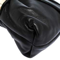 Pre Owned Giuseppe Zanotti Black Pleated Leather Flap Clutch