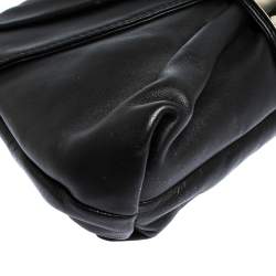 Pre Owned Giuseppe Zanotti Black Pleated Leather Flap Clutch