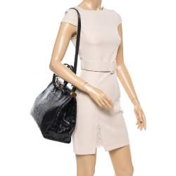 Giuseppe Zanotti Black Croc Embossed Leather Tote