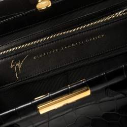 Giuseppe Zanotti Black Croc Embossed Leather Tote