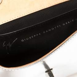 Pre Owned Giuseppe Zanotti Metallic Silver Leather Mini Multi Chain Top Handle Bag