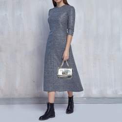 Pre Owned Giuseppe Zanotti Metallic Silver Leather Mini Multi Chain Top Handle Bag