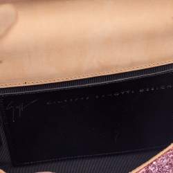 Pre Owned Giuseppe Zanotti Pink Coarse Glitter Envelope Flap Shoulder Bag
