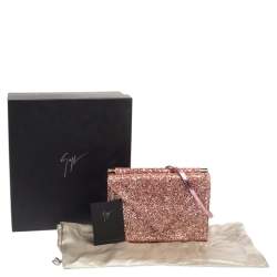 Pre Owned Giuseppe Zanotti Pink Coarse Glitter Envelope Flap Shoulder Bag
