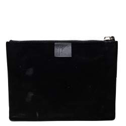 Pre Owned Giuseppe Zanotti Black Suede Studded Embellished Slim Pouch