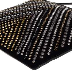 Pre Owned Giuseppe Zanotti Black Suede Studded Embellished Slim Pouch