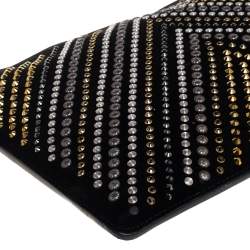 Pre Owned Giuseppe Zanotti Black Suede Studded Embellished Slim Pouch