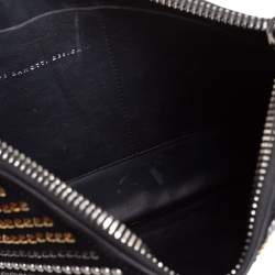 Pre Owned Giuseppe Zanotti Black Suede Studded Embellished Slim Pouch