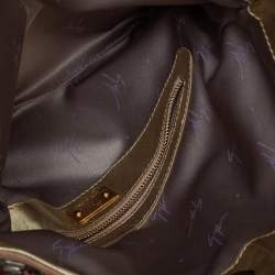 Giuseppe Zanotti Gold Leather Crystal Embellished Foldover Clutch