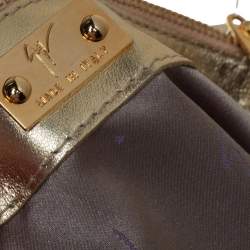 Giuseppe Zanotti Gold Leather Crystal Embellished Foldover Clutch