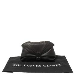 Pre Owned Giuseppe Zanotti Black Pleated Leather Flap Clutch
