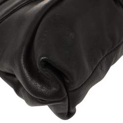 Pre Owned Giuseppe Zanotti Black Pleated Leather Flap Clutch