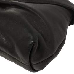 Pre Owned Giuseppe Zanotti Black Pleated Leather Flap Clutch