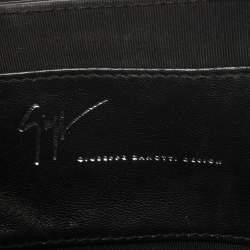 Pre Owned Giuseppe Zanotti Black Pleated Leather Flap Clutch