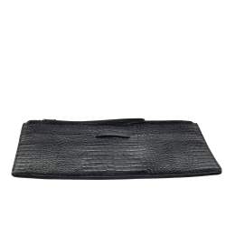Pre Owned Giuseppe Zanotti Black Croc Embossed Leather Clutch