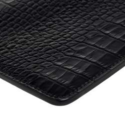 Pre Owned Giuseppe Zanotti Black Croc Embossed Leather Clutch