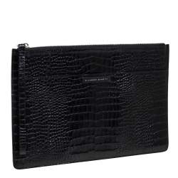 Pre Owned Giuseppe Zanotti Black Croc Embossed Leather Clutch
