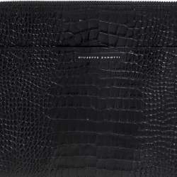 Pre Owned Giuseppe Zanotti Black Croc Embossed Leather Clutch