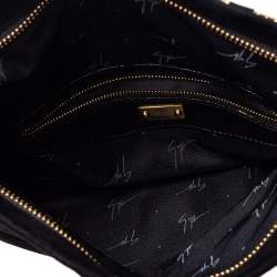 Pre Owned Giuseppe Zanotti Black Suede Studded Foldover Clutch