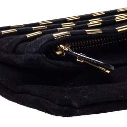 Pre Owned Giuseppe Zanotti Black Suede Studded Foldover Clutch