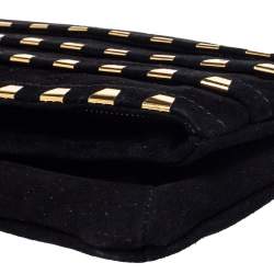 Pre Owned Giuseppe Zanotti Black Suede Studded Foldover Clutch