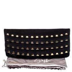 Pre Owned Giuseppe Zanotti Black Suede Studded Foldover Clutch