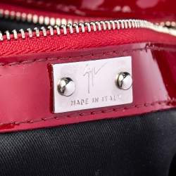Giuseppe Zanotti Red/Black Satin And Pleated Patent Leather Flap Clutch