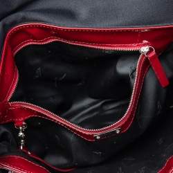 Giuseppe Zanotti Red/Black Satin And Pleated Patent Leather Flap Clutch