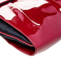 Giuseppe Zanotti Red/Black Satin And Pleated Patent Leather Flap Clutch