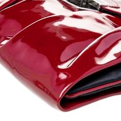 Giuseppe Zanotti Red/Black Satin And Pleated Patent Leather Flap Clutch
