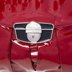 Giuseppe Zanotti Red/Black Satin And Pleated Patent Leather Flap Clutch