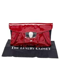 Giuseppe Zanotti Red/Black Satin And Pleated Patent Leather Flap Clutch