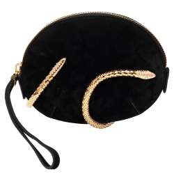 Pre Owned Giuseppe Zanotti Black Suede Aleesha Wristlet Clutch