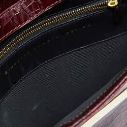 Pre Owned Giuseppe Zanotti Burgundy Croc Embossed Leather Shoulder Bag