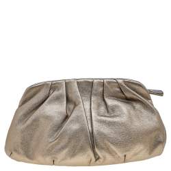 Pre Owned Giuseppe Zanotti Metallic Gold Leather Clutch