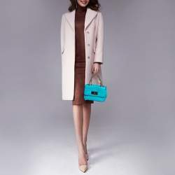 Pre Owned Giuseppe Zanotti Aqua Blue Embossed Leather Chain Top Handle Bag