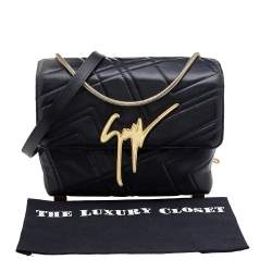 Pre Owned Giuseppe Zanotti Black Leather Logo Shoulder Bag
