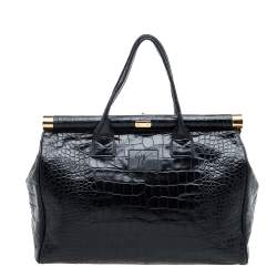 Giuseppe Zanotti Black Croc Embossed Leather Tote