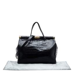 Giuseppe Zanotti Black Croc Embossed Leather Tote