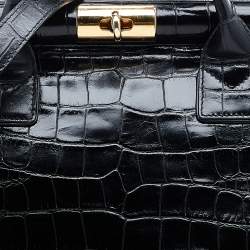 Giuseppe Zanotti Black Croc Embossed Leather Tote