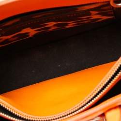 Giuseppe Zanotti Neon Orange Croc Embossed Leather G17 Top Handle Bag